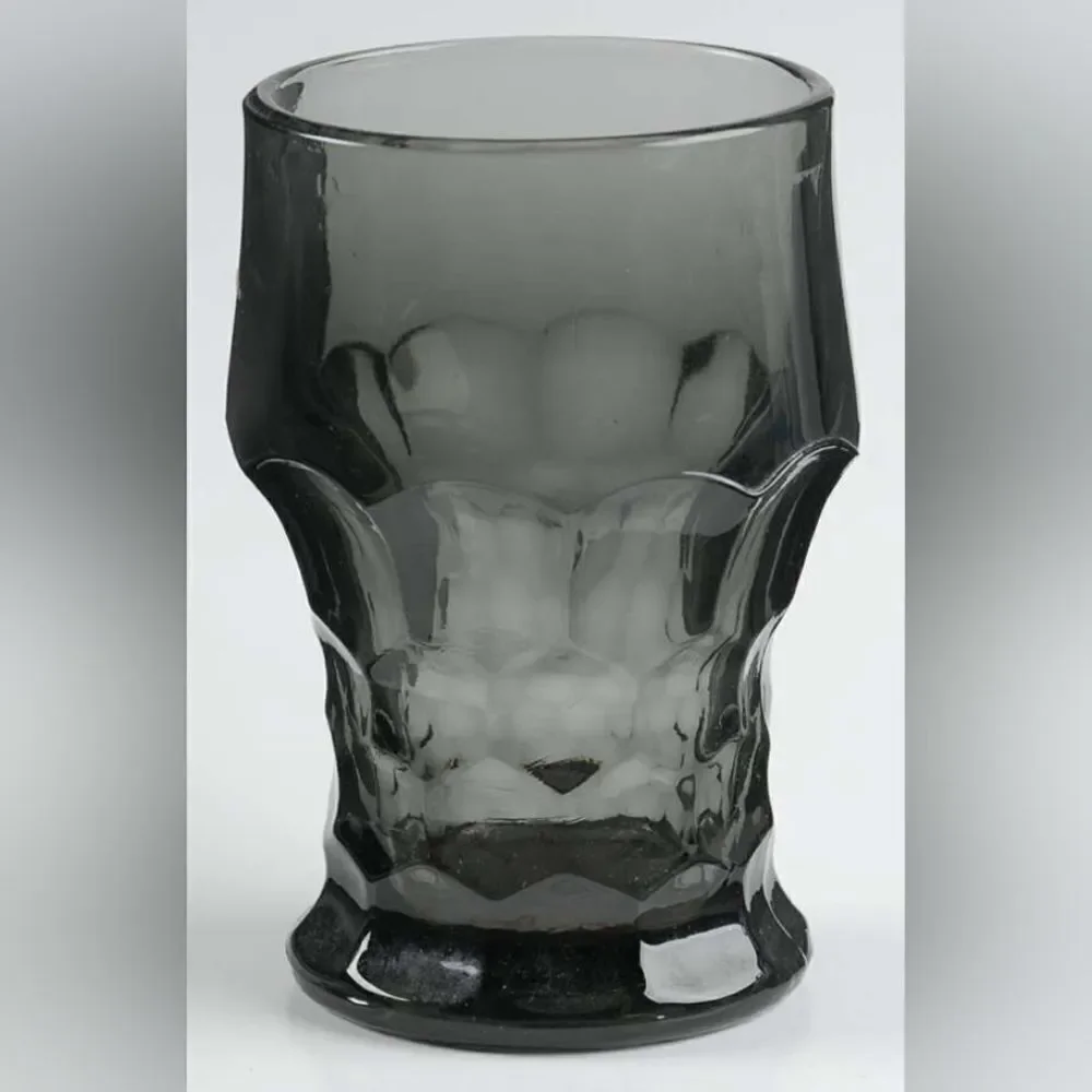 Vintage Anchor Hocking Georgian Smoke Glass 12 ounce Flat Tumbler, Set of 6